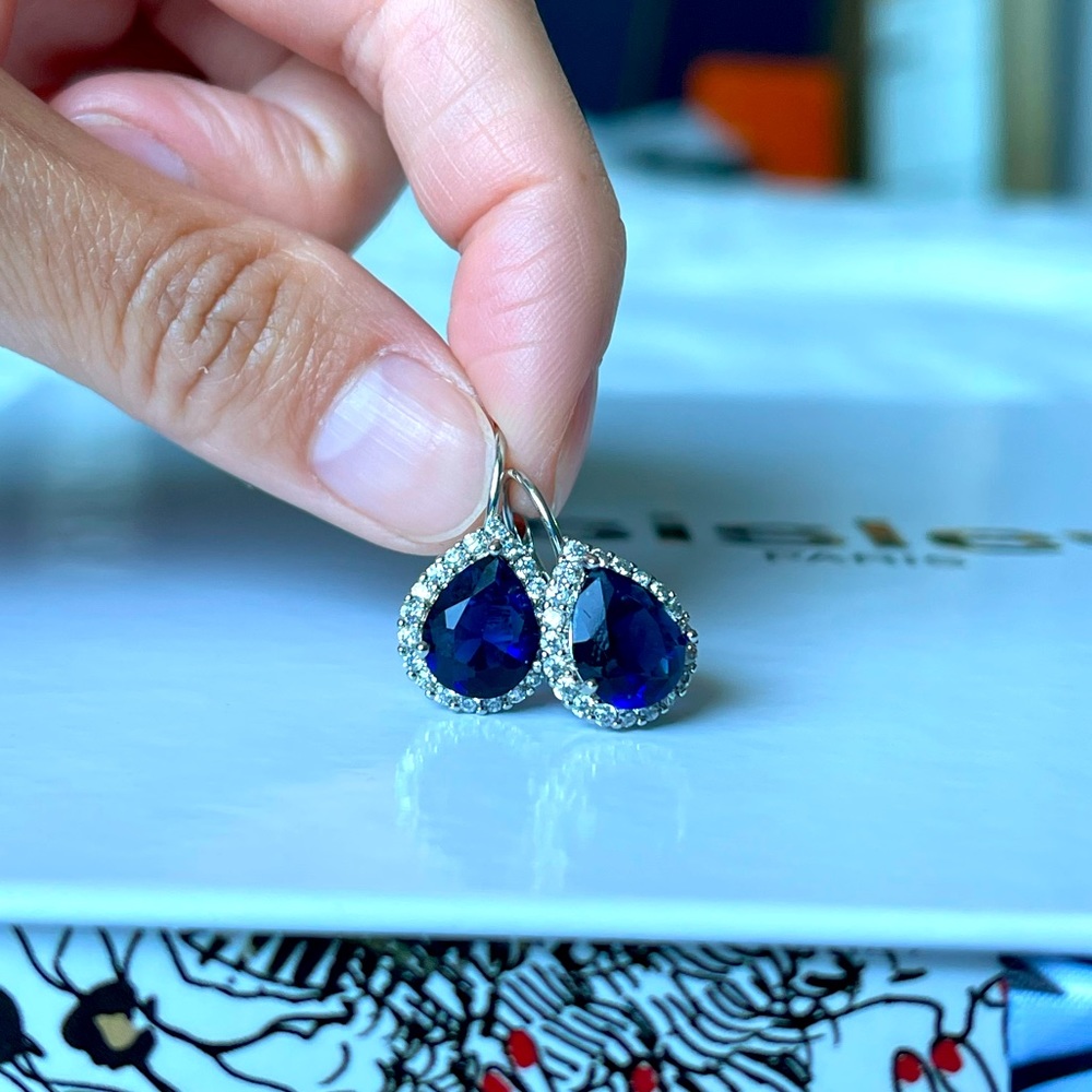 Blue Zircon Teardrop Earrings